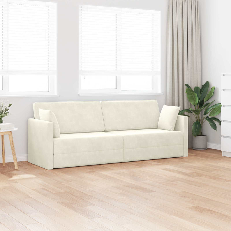 Canapea extensibilă de podea Crem 213 x 70 x 77 cm Catifea
