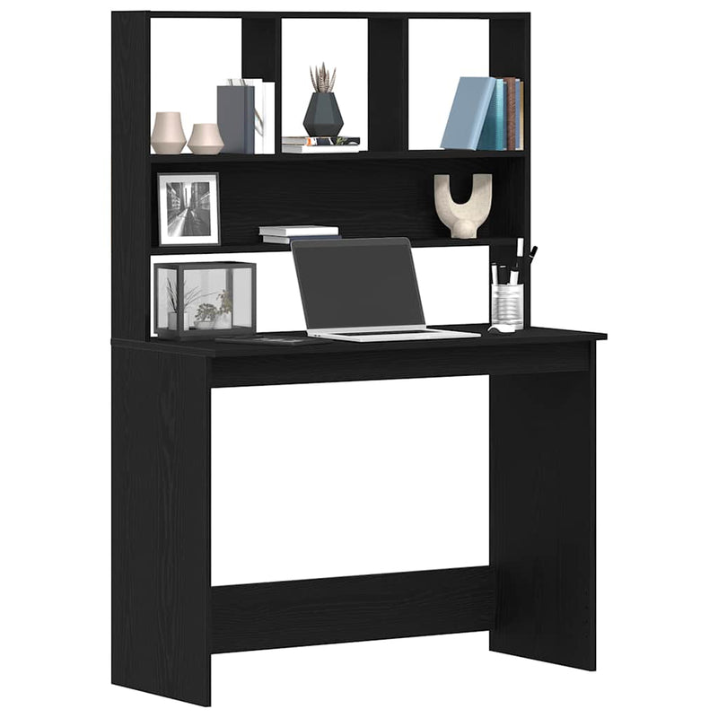 Birou cu rafturi, stejar negru, 102x45x148 cm, lemn prelucrat