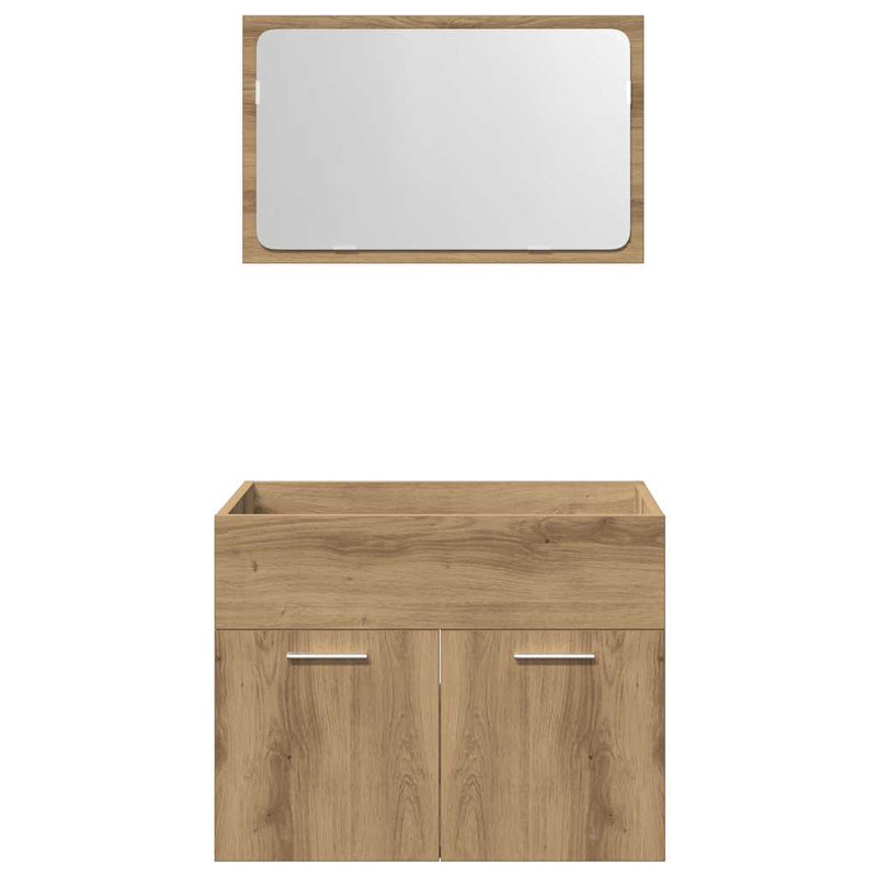 Set mobilier de baie, 2 piese, stejar artizanal, lemn prelucrat