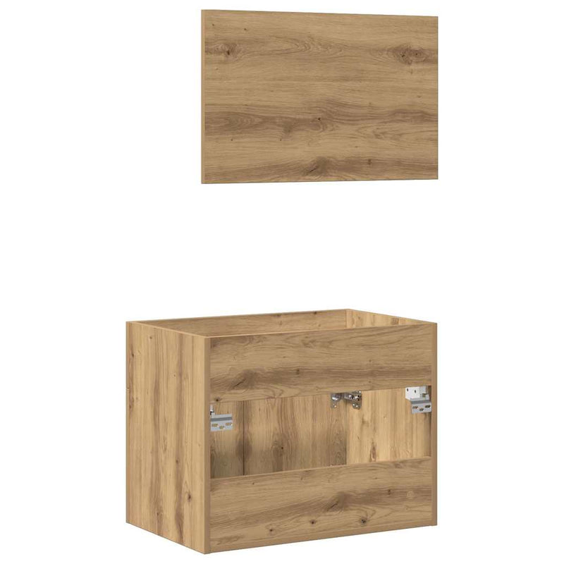 Set mobilier de baie, 2 piese, stejar artizanal, lemn prelucrat