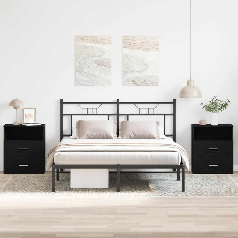 Noptieră 2 buc. Stejar Negru 50 x 32 x 60cm Lemn prelucrat
