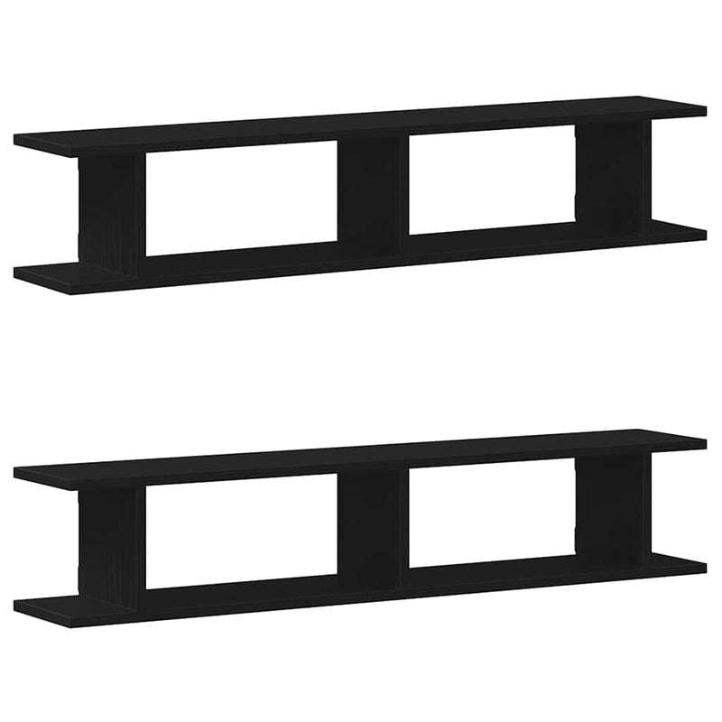 Rafturi de perete 2 buc Stejar negru 105x18x2 cm Lemn prelucrat