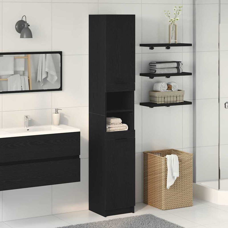 Dulap de Baie Stejar negru 32 x 34 x 188,5 cm Lemn prelucrat