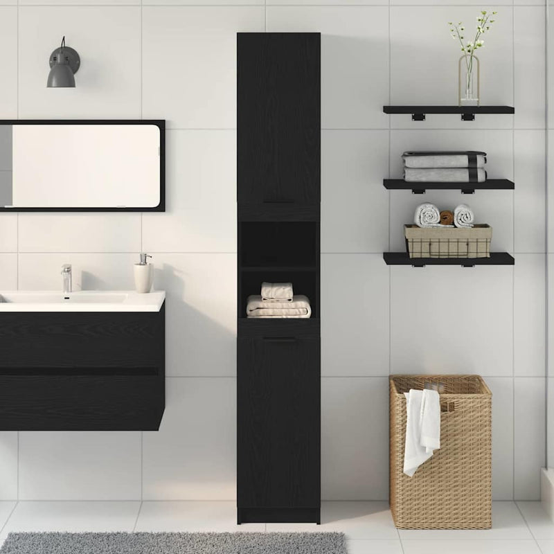 Dulap de Baie Stejar negru 32 x 34 x 188,5 cm Lemn prelucrat