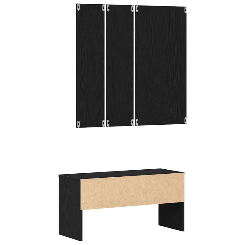 Set mobilier hol 4 buc. Stejar Negru 80 x 30,5 x 40 cm