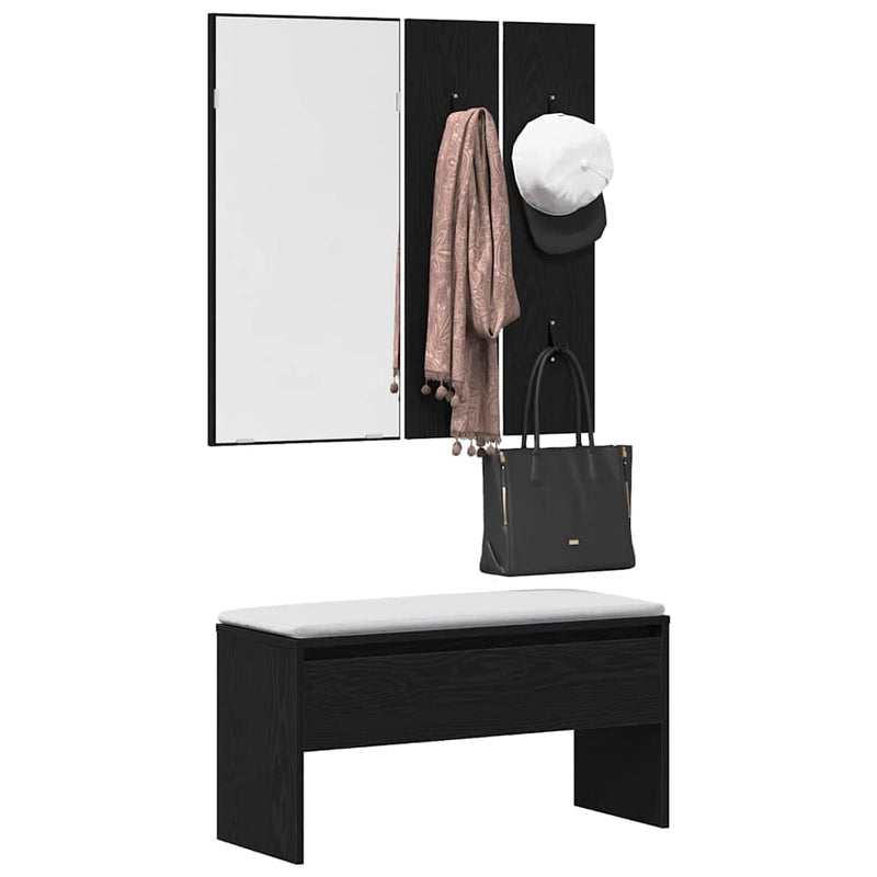Set mobilier hol 4 buc. Stejar Negru 80 x 30,5 x 40 cm