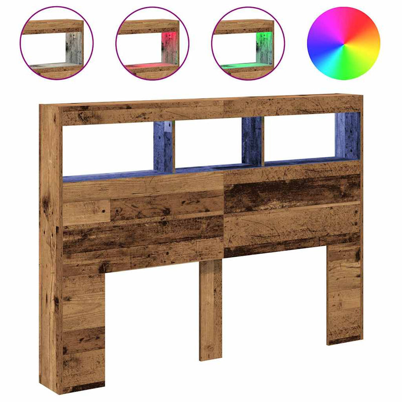 Dulap pentru tăblie cu LED Lemn vechi 140x17x102 cm