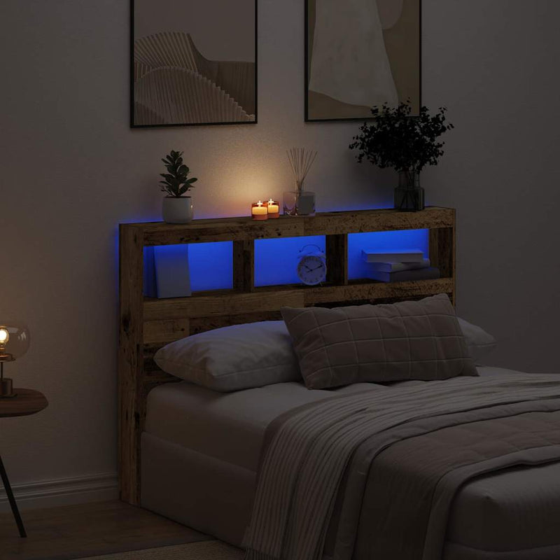 Dulap pentru tăblie cu LED Lemn vechi 140x17x102 cm