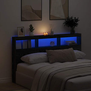 Dulap pentru tăblie cu LED Stejar negru 180x17x102 cm