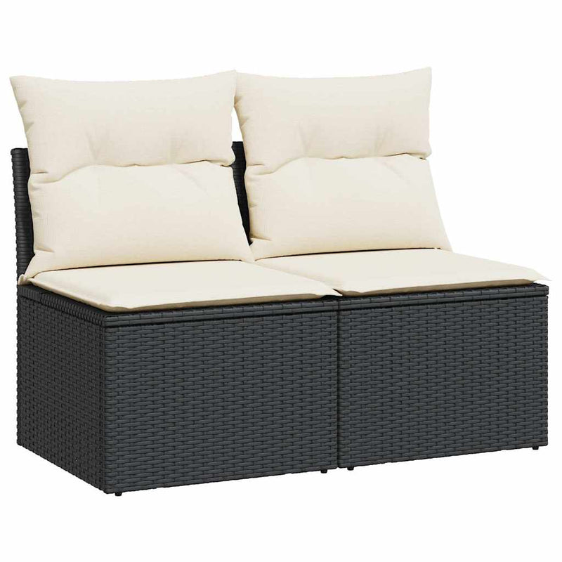 Set mobilier de grădină cu perne, 2 piese poliratan/lemn acacia