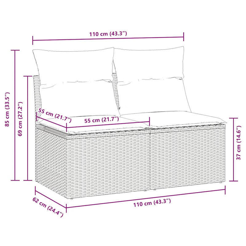 Set mobilier de grădină cu perne, 2 piese poliratan/lemn acacia