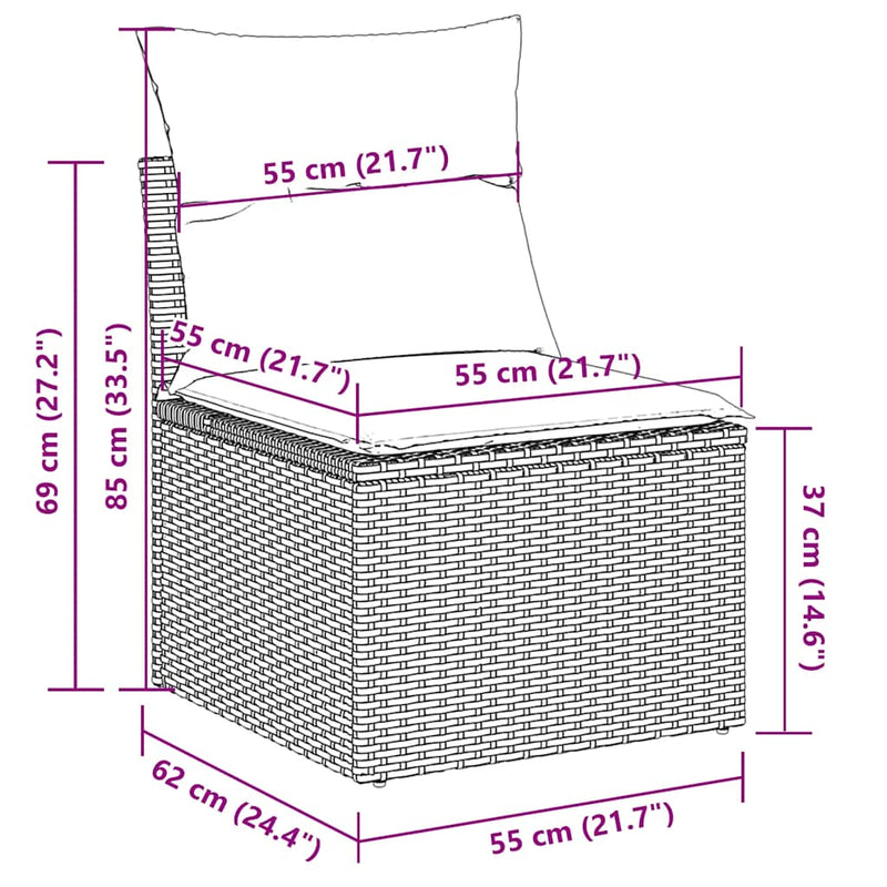 Set mobilier de grădină cu perne, 2 piese poliratan/lemn acacia