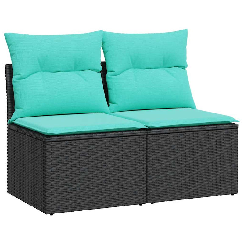 Set mobilier de grădină cu perne, 2 piese poliratan/lemn acacia