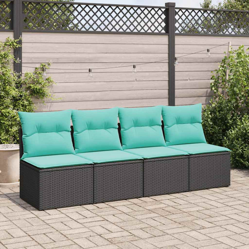 Set mobilier de grădină cu perne, 2 piese poliratan/lemn acacia
