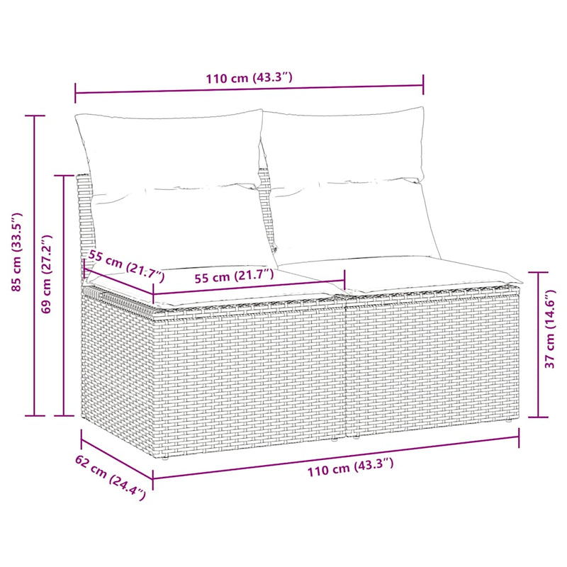 Set mobilier de grădină cu perne, 2 piese poliratan/lemn acacia