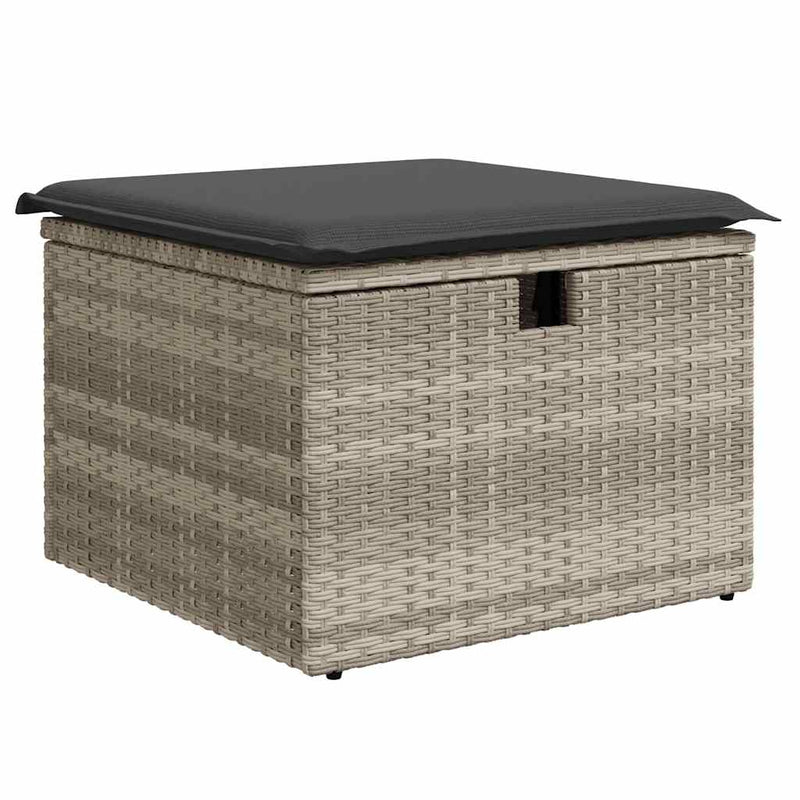 Set mobilier de grădină cu perne, 8 piese gri deschis poliratan