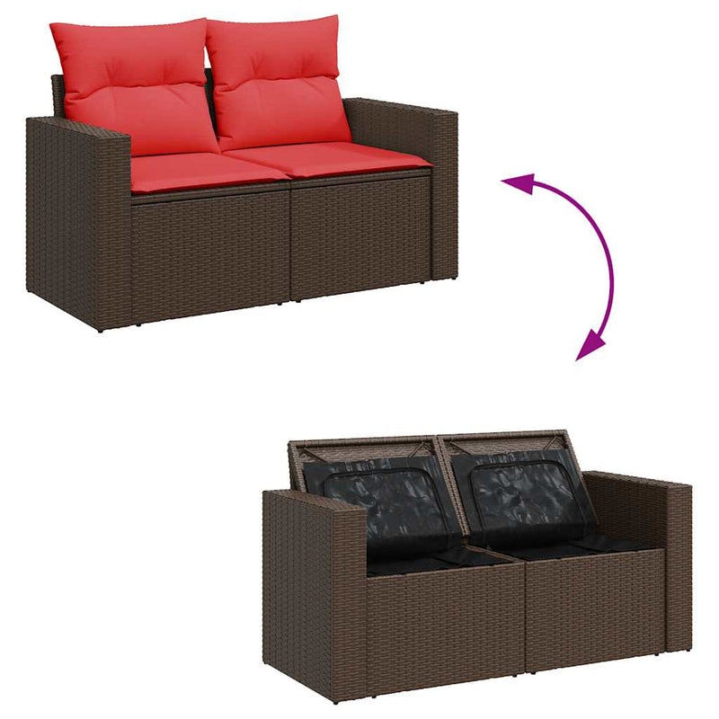 Set canapele de grădină cu perne, 6 piese, maro, poliratan