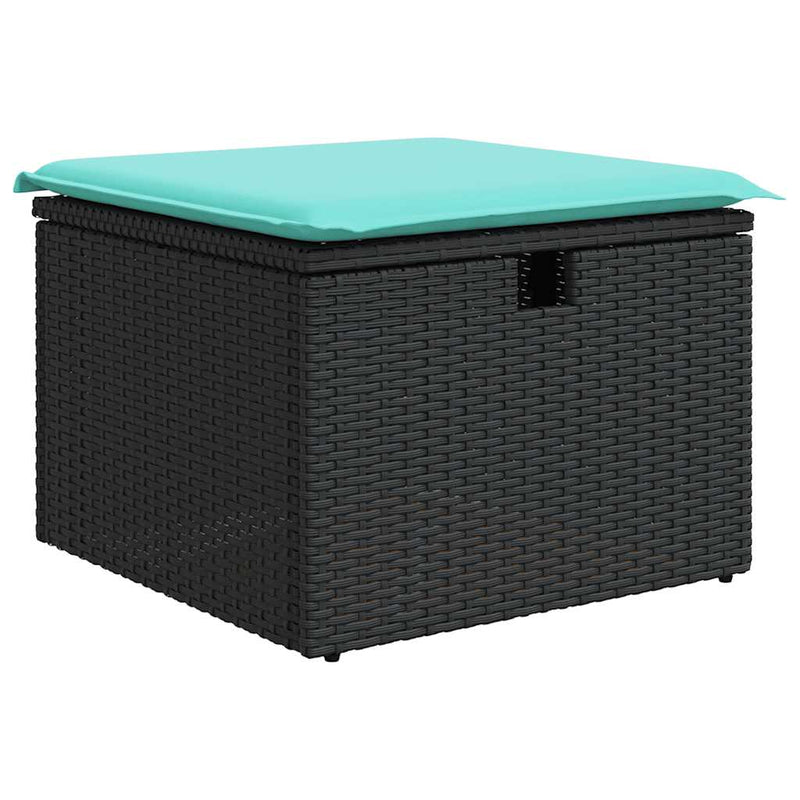 Set mobilier de grădină cu perne, 9 piese, negru, poliratan