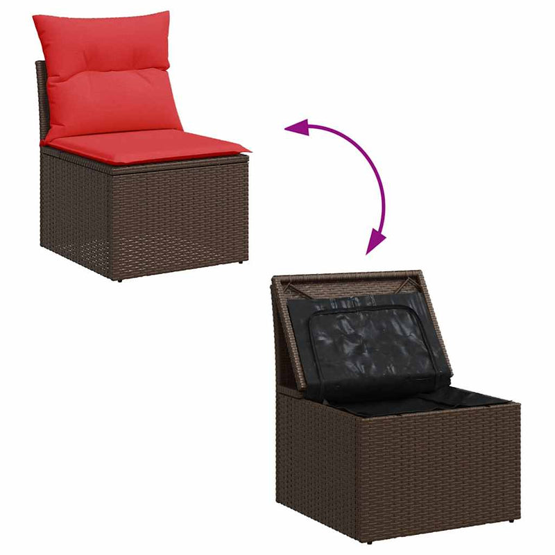 Set canapele de grădină cu perne, 6 piese, maro, poliratan