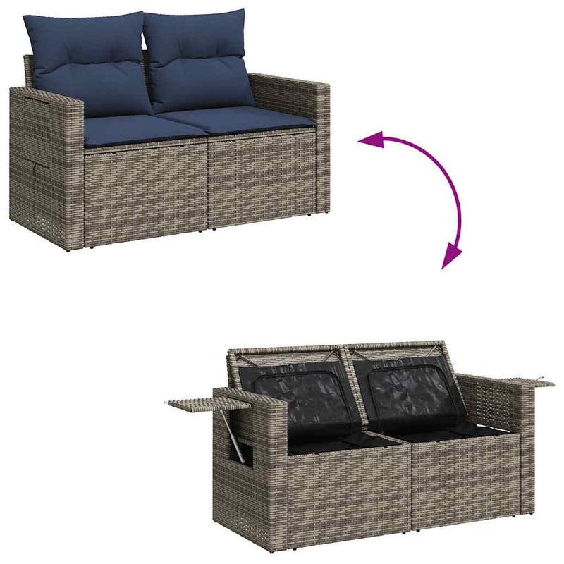 Set mobilier grădină cu perne, 6 piese, gri, poliratan