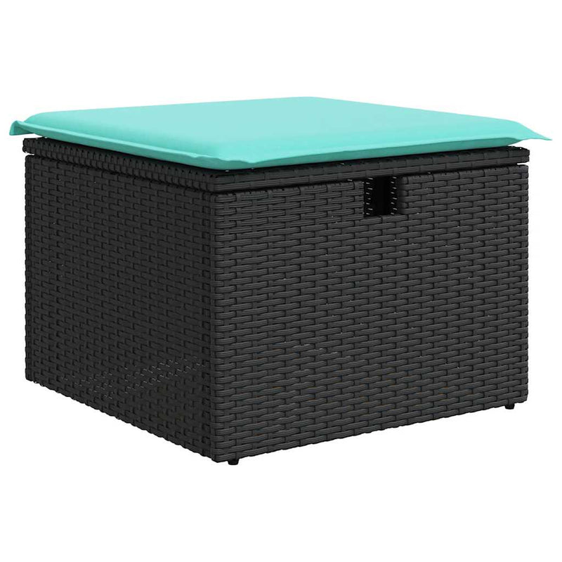Set mobilier de grădină cu perne, 8 piese, negru, poliratan