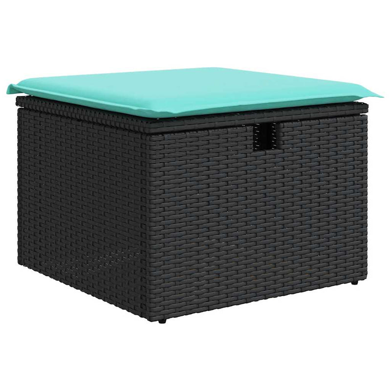 Set mobilier de grădină cu perne, 6 piese, negru, poliratan