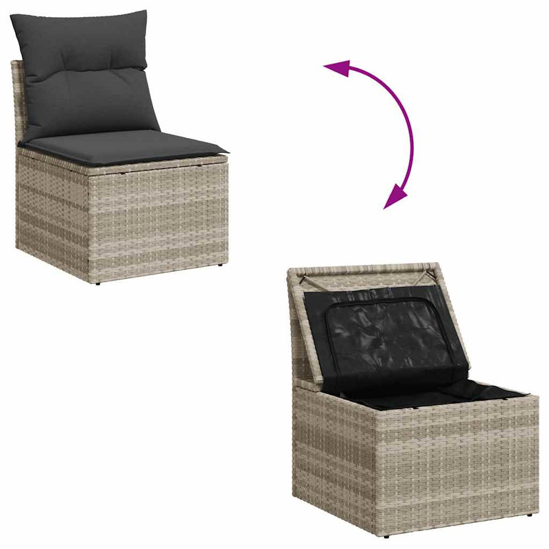 Set canapele de grădină cu perne, 7piese gri deschis poliratan