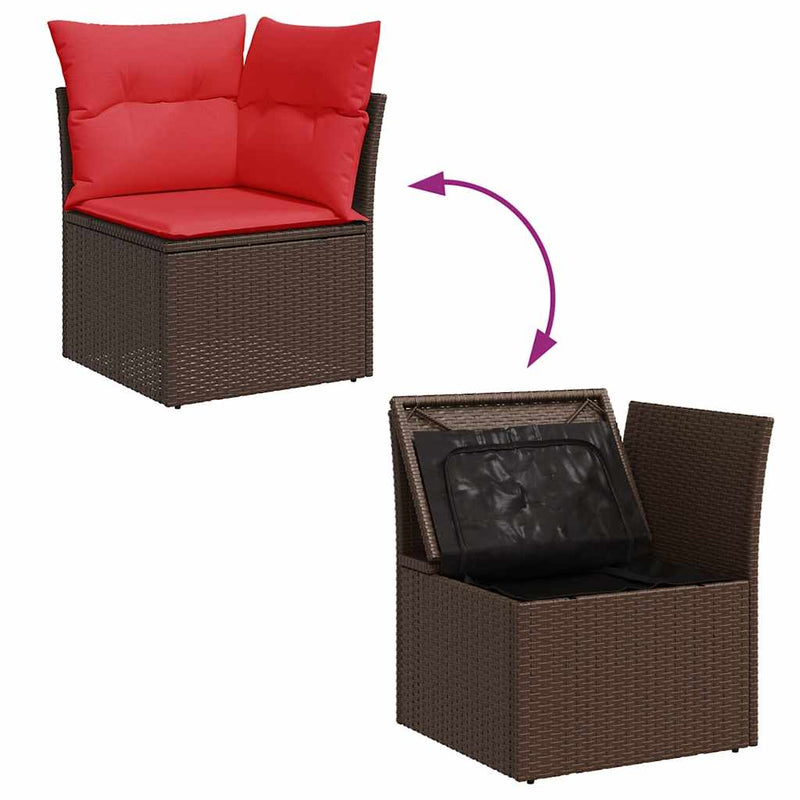 Set canapele grădină cu perne 7 piese gri poliratan/lemn acacia