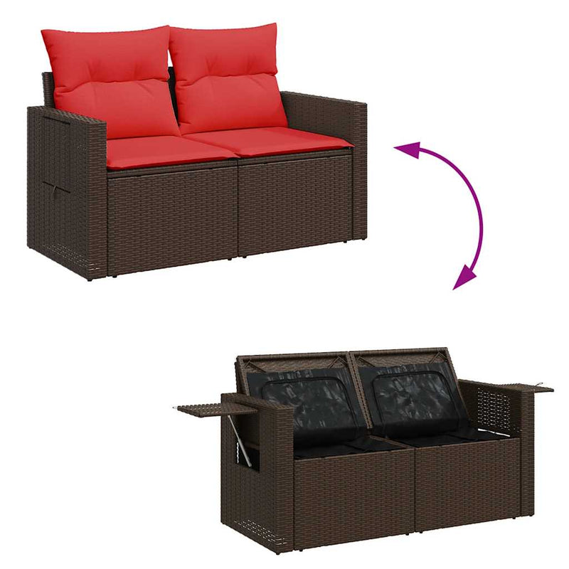 Set canapea de grădină cu perne, 5 piese, poliratan/lemn acacia