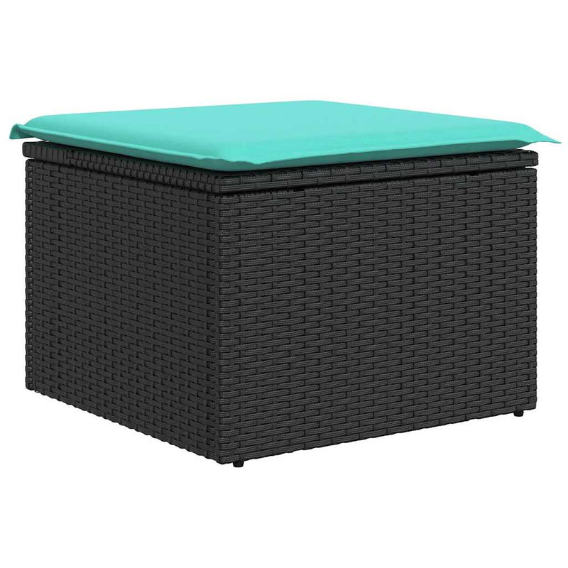 Set mobilier grădină perne 9 piese negru poliratan/lemn acacia