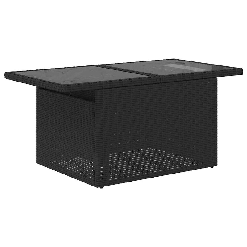 Set mobilier grădină perne 9 piese negru poliratan/lemn acacia
