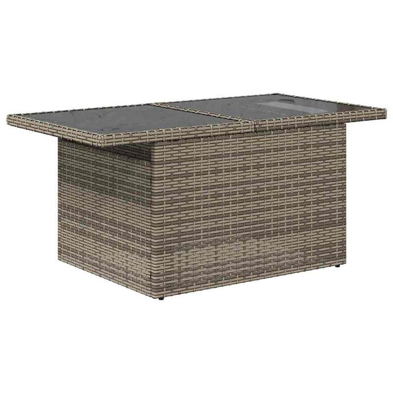 Set mobilier grădină cu perne 6 piese gri poliratan/lemn acacia