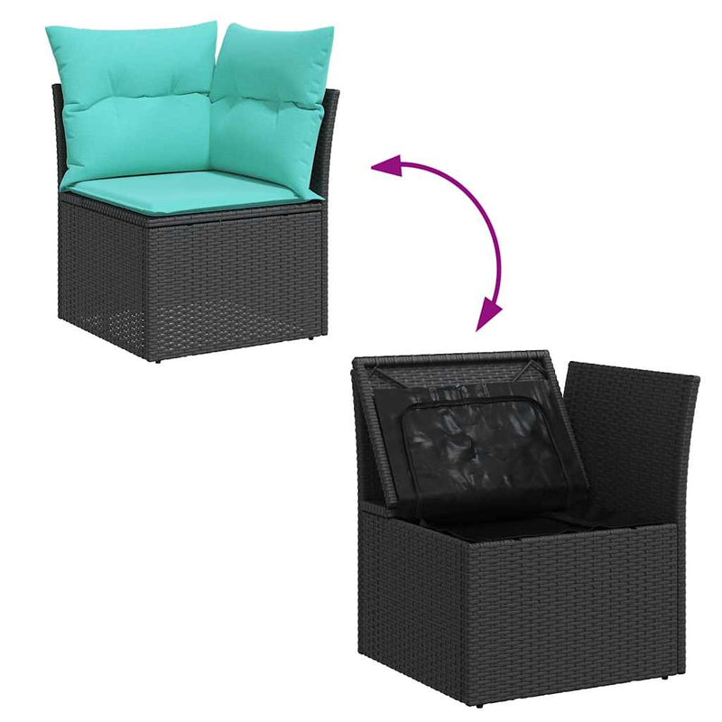 Set mobilier de grădină cu perne, 5 piese,poliratan/lemn acacia
