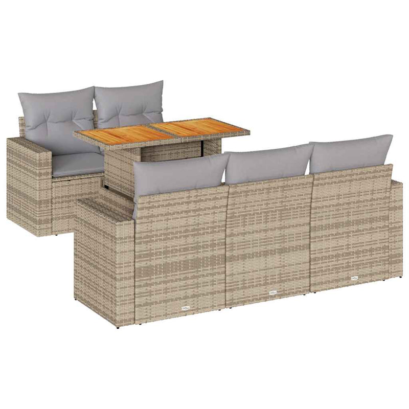 Set canapele de grădină cu perne, 6 piese, bej, poliratan