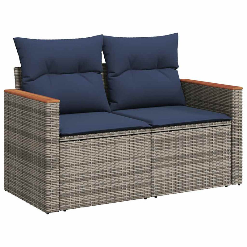 Set mobilier grădină cu perne, 6 piese, gri, poliratan