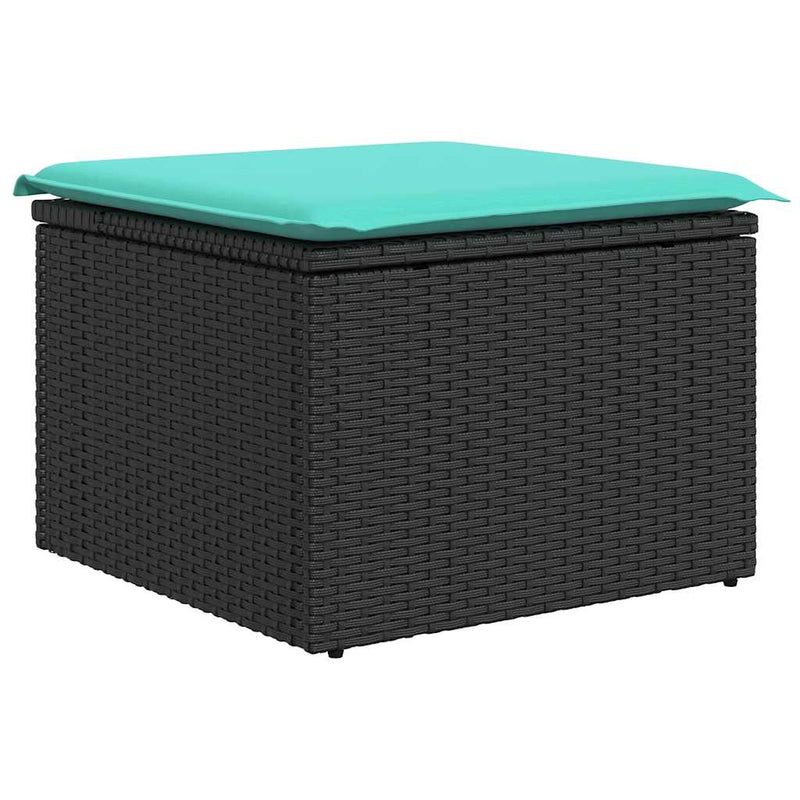 Set mobilier grădină perne 6 piese negru poliratan/lemn acacia