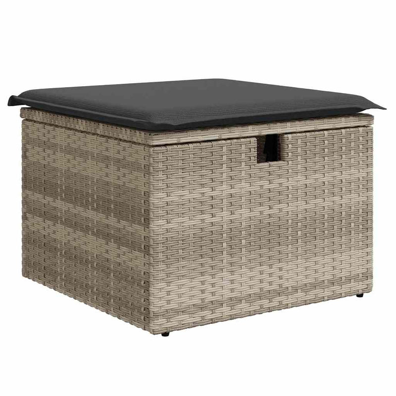 Set mobilier de grădină cu perne, 8 piese gri deschis poliratan