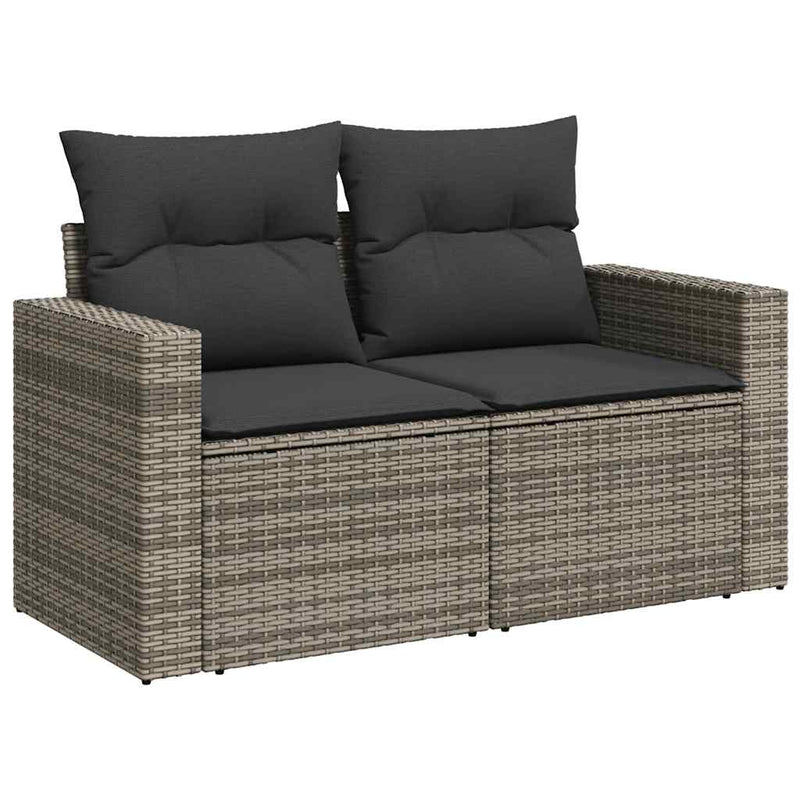Set canapele grădină cu perne 9 piese gri poliratan/lemn acacia