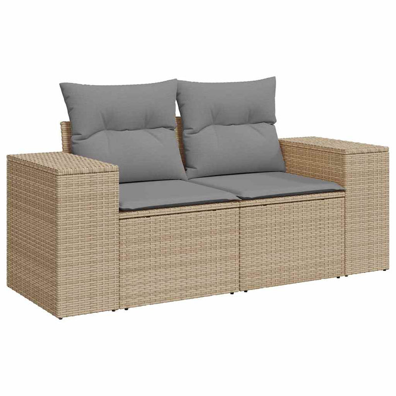 Set canapele de grădină cu perne 5 piese bej poliratan/acacia