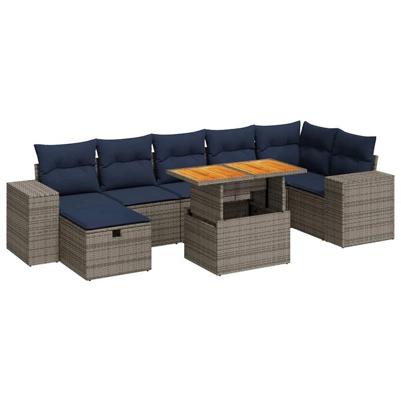 Set canapele de grădină cu perne, 8 piese, maro, poliratan