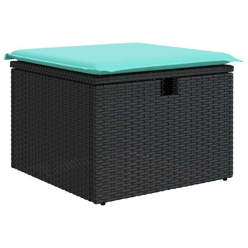 Set mobilier grădină perne 6 piese negru poliratan/lemn acacia
