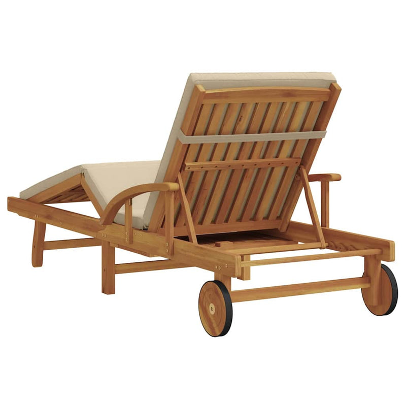 Șezlong Lemn Solid de Acacia Bej
