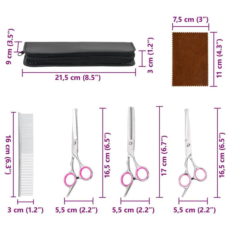 Set 4 piese foarfece pentru îngrijirea câinilor oțel inoxidabil