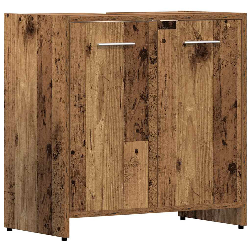 Set mobilier de baie, 4 piese, lemn vechi, lemn prelucrat