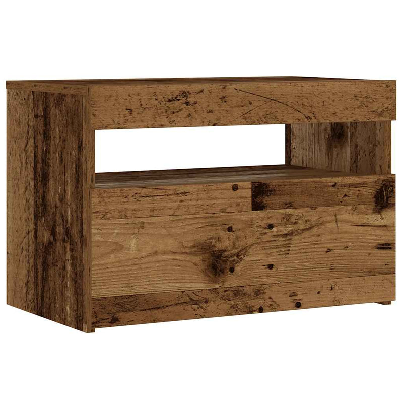 Noptiera cu lumini LED Lemn vechi 60x35x40 cm Lemn prelucrat