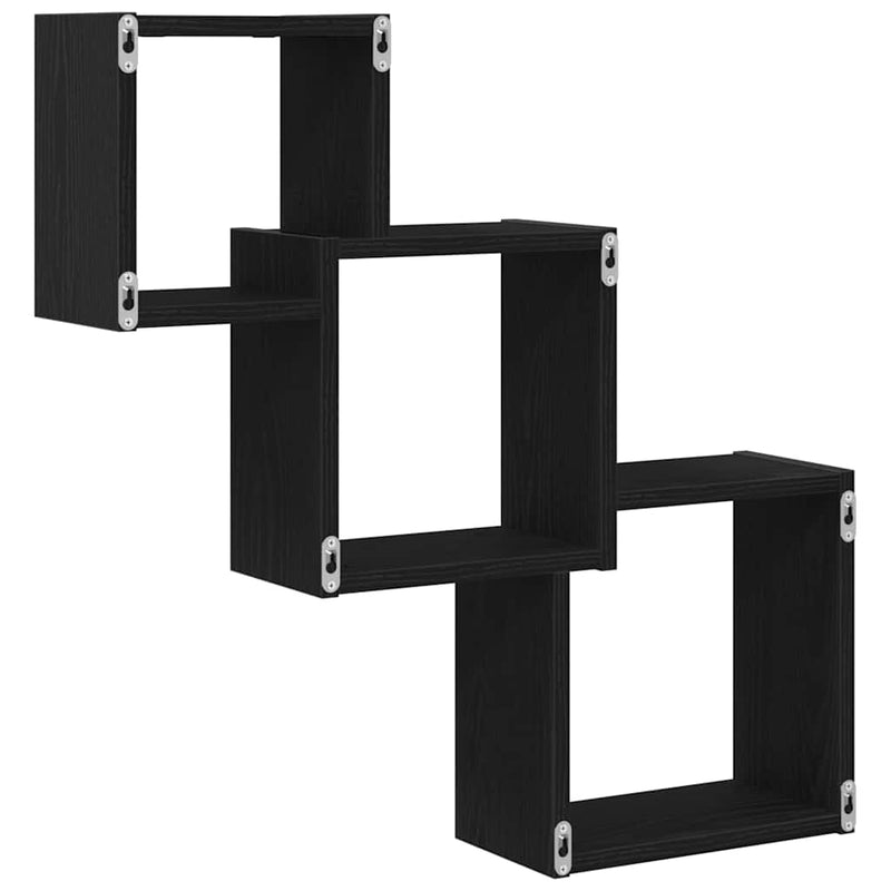 Rafturi cub perete, stejar negru, 68x15x68 cm, lemn prelucrat