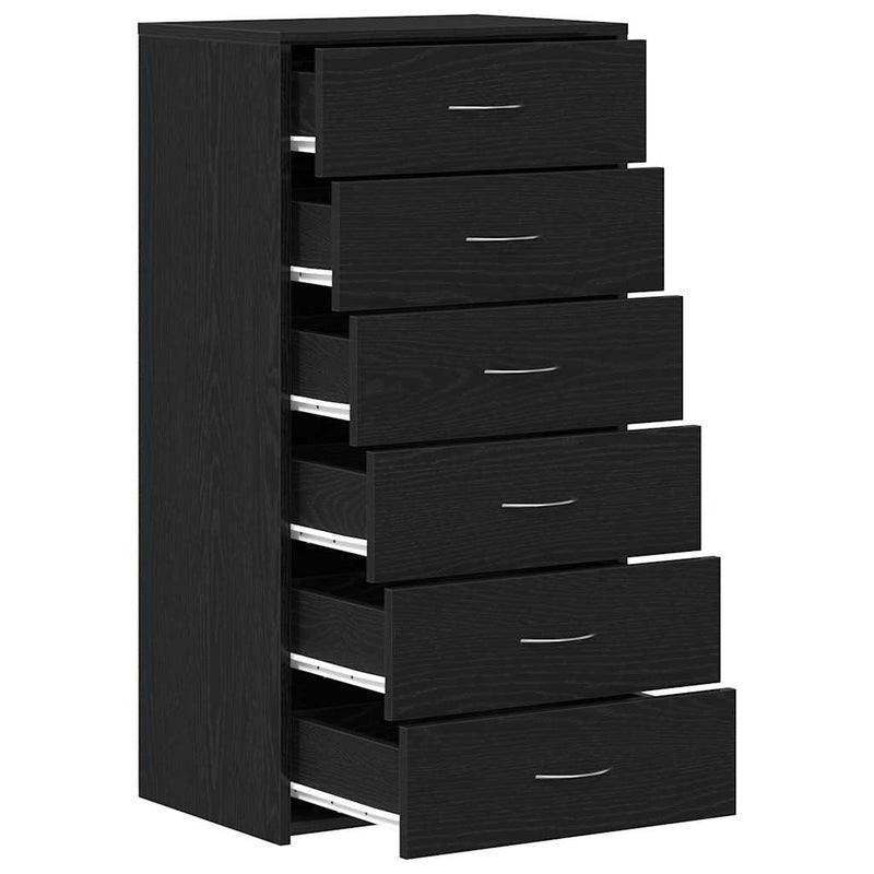 Bufetă cu 6 sertare Stejar negru 50x34x96 cm Lemn prelucrat