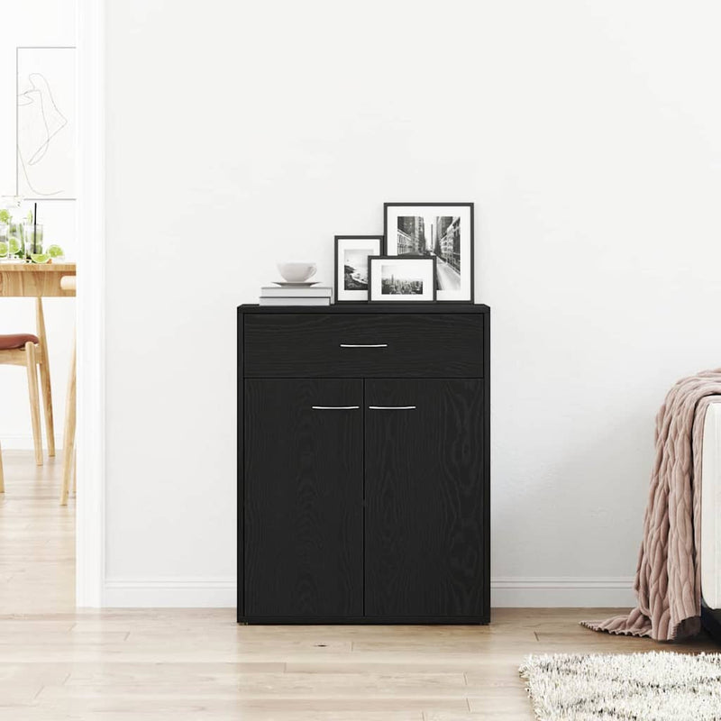 Bufet Stejar Negru 60 x 30 x 75 cm Lemn prelucrat