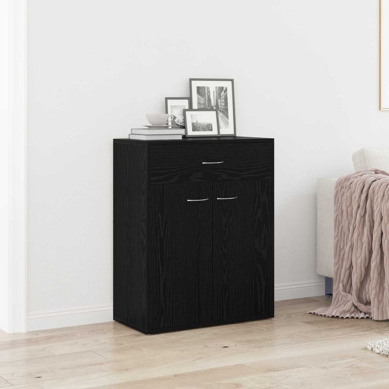 Bufet Stejar Negru 60 x 30 x 75 cm Lemn prelucrat