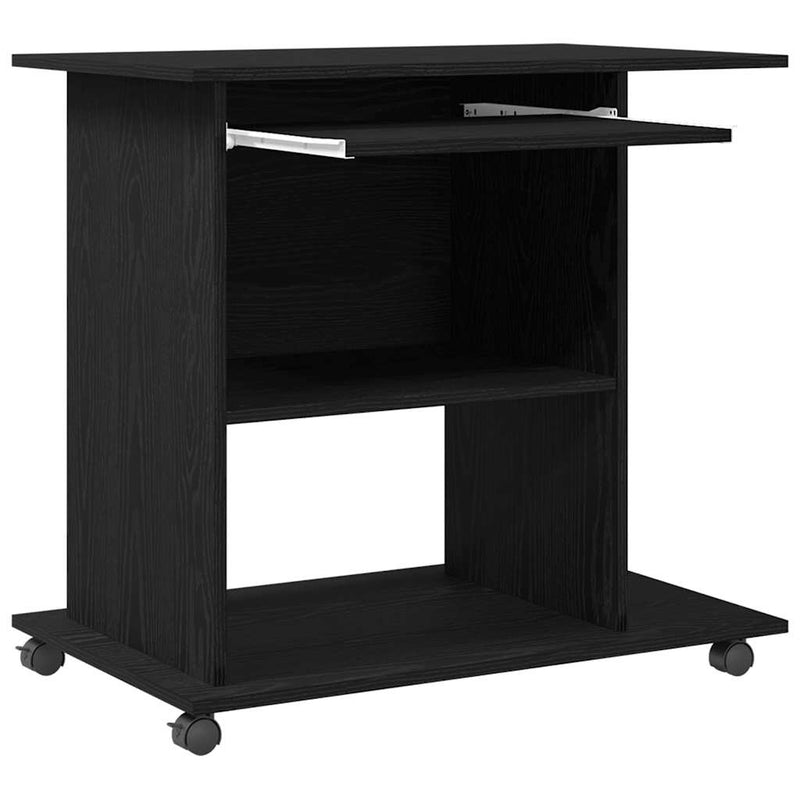 Birou de calculator, stejar negru, 80x50x75 cm, lemn prelucrat